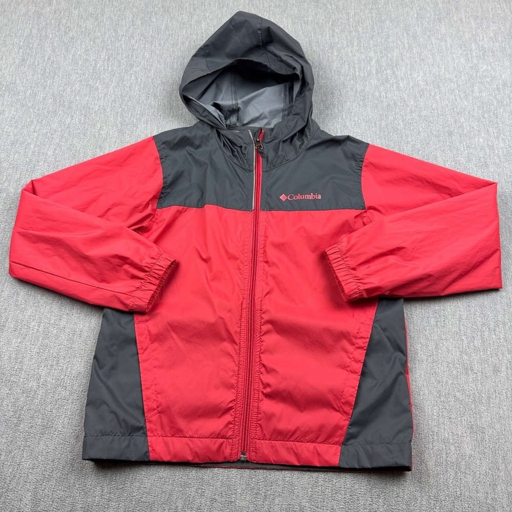 Columbia Jacket Youth Boys‎ Small 8 Red Glennaker Hooded Windbreaker Full Zip